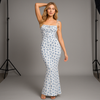 Women's Floral Print Bodycon Maxi Dress with Tie Straps